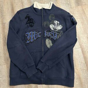 Disneyland Resorts Full Zip Jacket XL Faux Shearling Lined Y2K Big Mickey Mouse